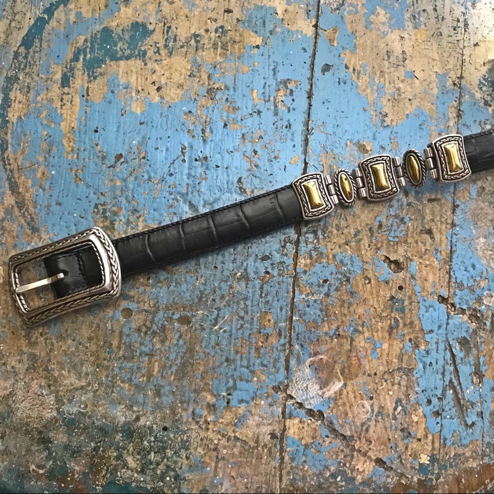 Brighton reversible black brown croc belt